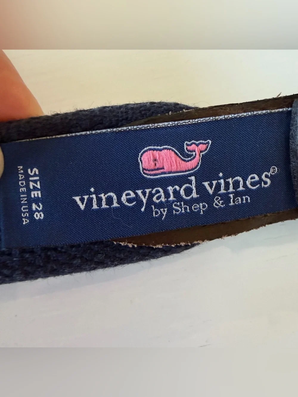 Vineyard Vines AMERICAN FLAG USA Canvas Brown Leather Belt Size 28 Boys